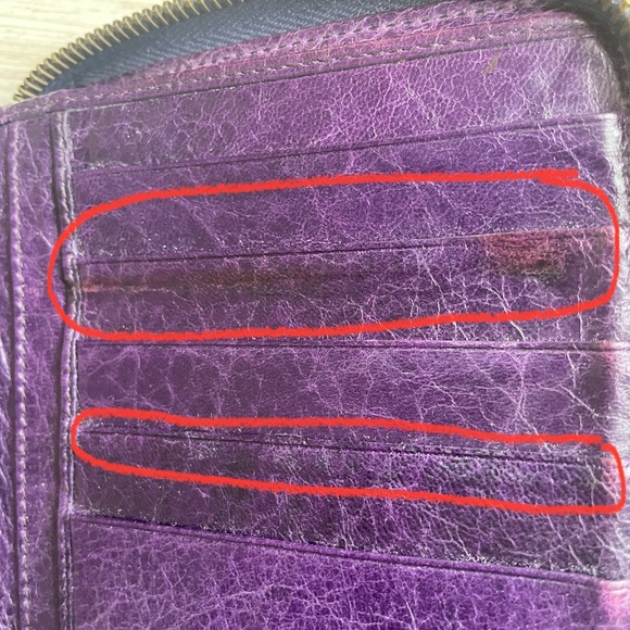 Balenciaga purple chevre leather motorcycle compact wallet - Picture 5 of 5